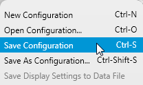 Save Configuration menu option