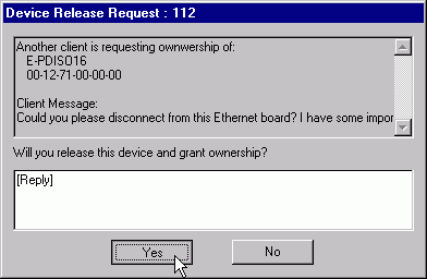 Device release Request dialog