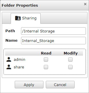 Folder Properties dialog